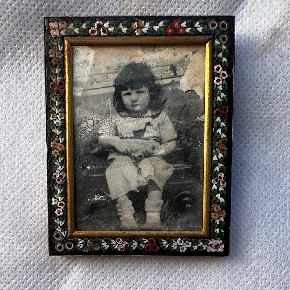 Vintage miniature micro mosaic millefiori picture frame made in italy